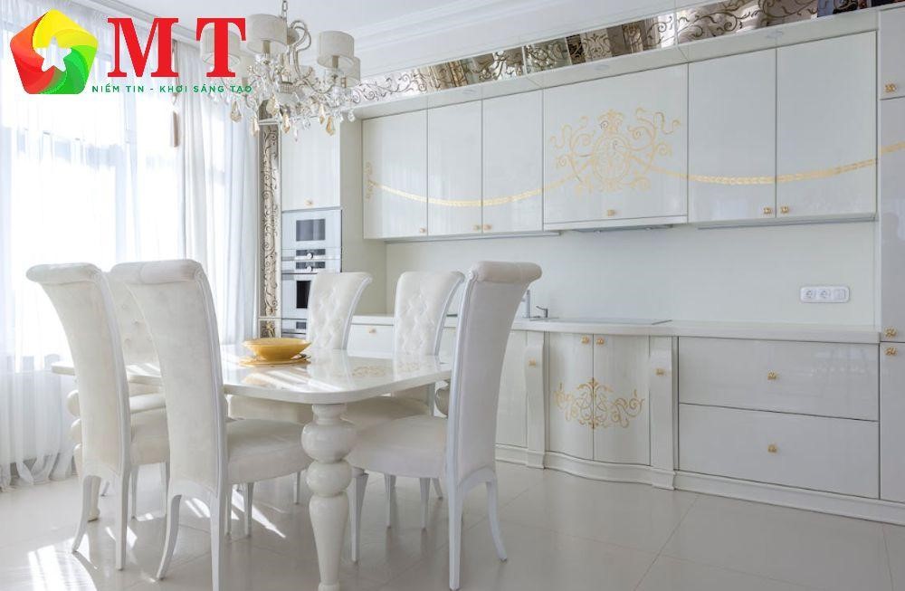 Mẫu phòng bếp với tông màu trắng chủ đạo cực ấn tượng nội thất hiện đại