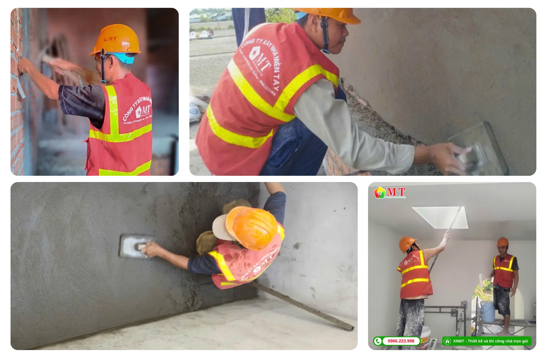 Hình ảnh thợ xây dựng đang chống thấm sàn nhà