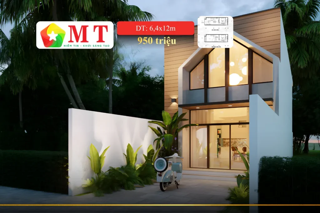 Mẫu Nhà Cấp 4 Gác Lửng 6,4x12m – Phong cách Hiện Đại