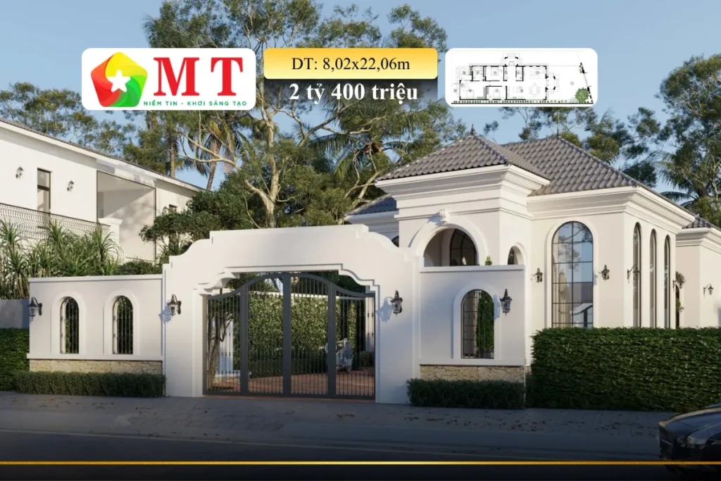 Mẫu Nhà Cấp 4 Mái Thái 8,02×22,06m