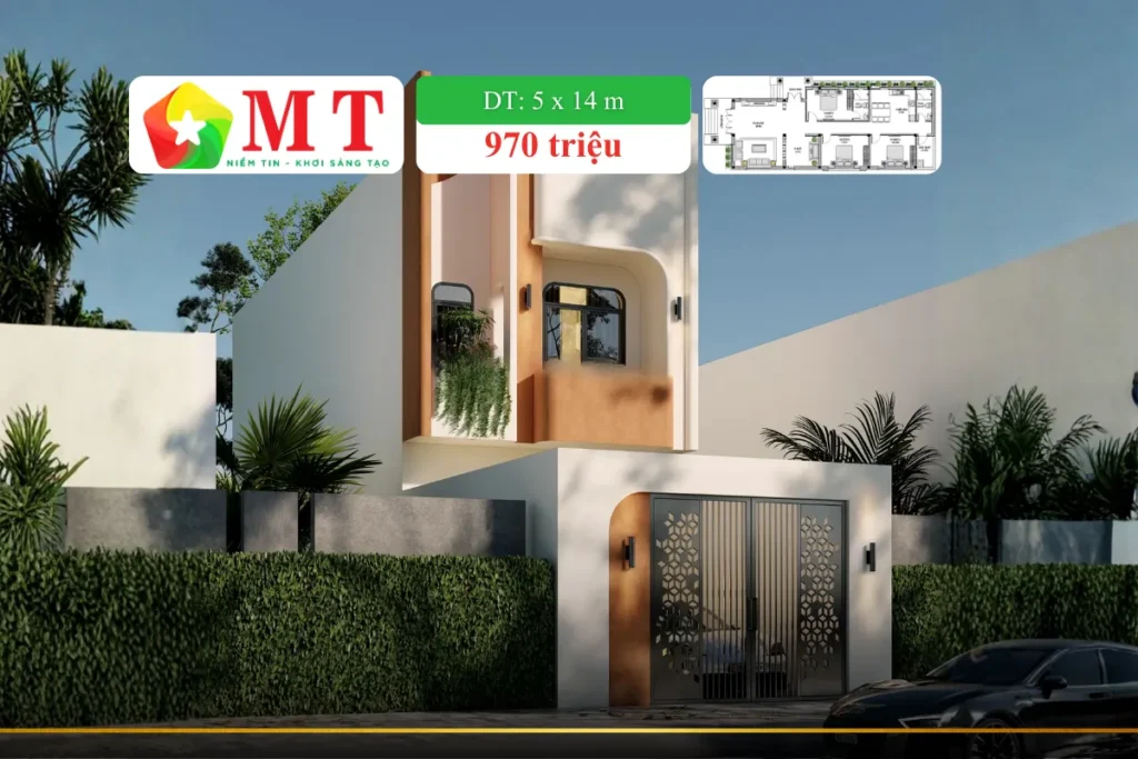 Mẫu Nhà Phố Địa Trung Hải _ 1 Trệt 1 Lầu _ 5x14m