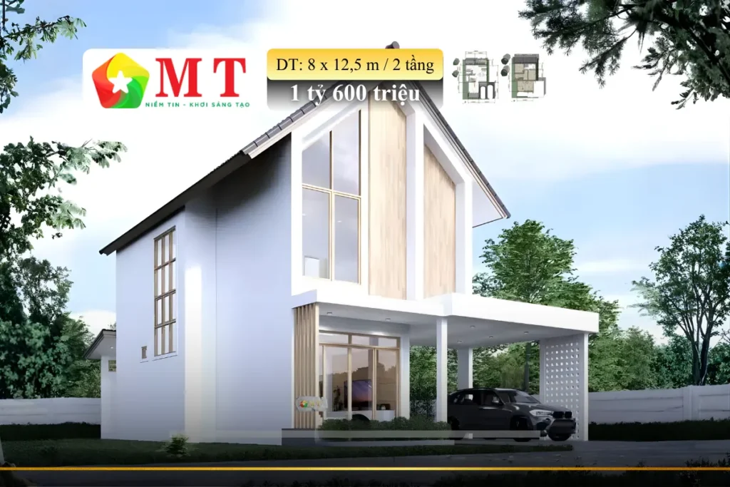 Mẫu Nhà Phố 2 Tầng Mái Thái 8x12m
