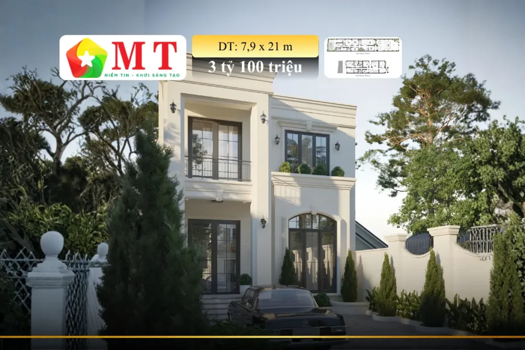 Mẫu Nhà Phố Tân Cổ Điển 2 Tầng 7,9x21m